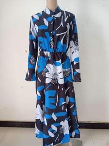 YQY2017 Abiti Estivi alla Moda per Donne, <span class=keywords><strong>Vestito</strong></span> <span class=keywords><strong>Lungo</strong></span> Casual a Maniche Lunghe con Stampa <span class=keywords><strong>Floreale</strong></span>, Abiti da Ufficio per Signore - Product Image 5