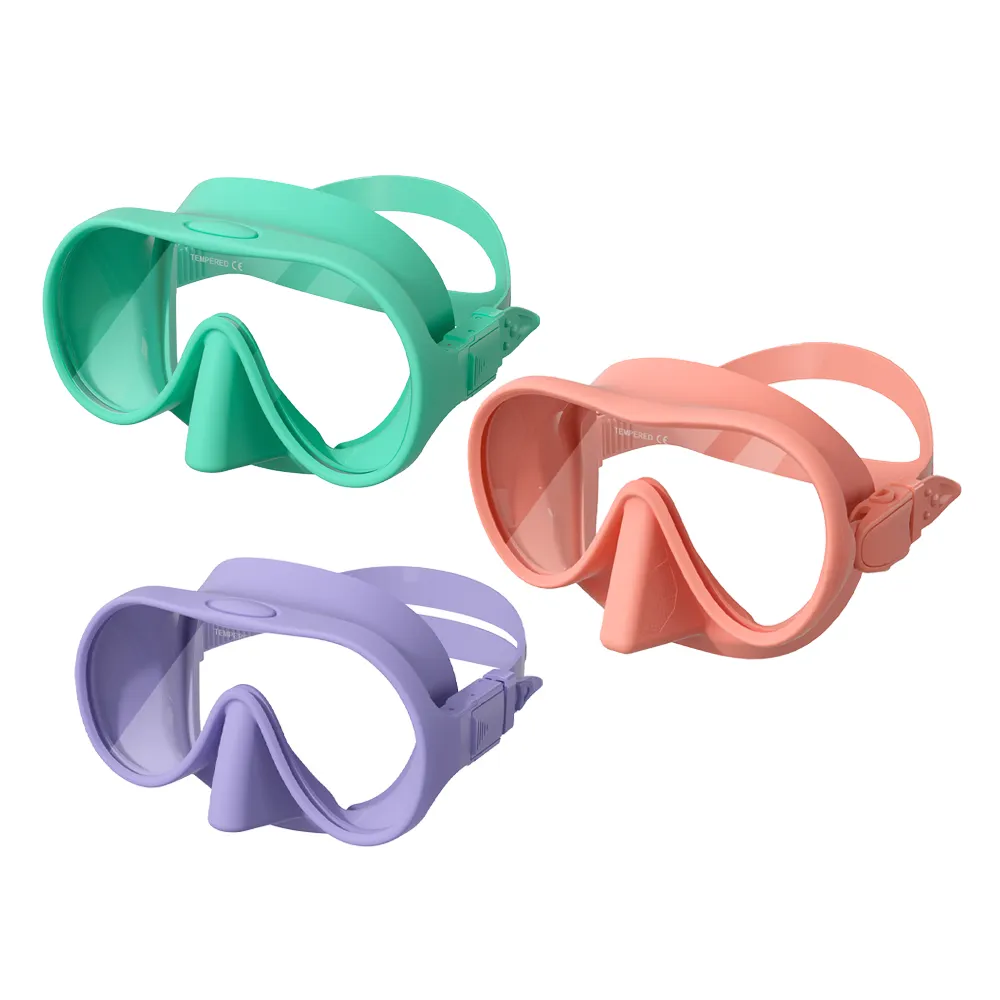 Lente de vidrio templado individual correa de silicona gafas de buceo snorkel máscara de buceo libre y conjunto de snorkel