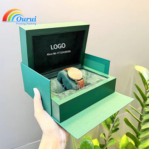 Factory Custom Luxury Green <b>Watch</b> Box with Green Velvet Lining, High Gloss Wooden <b>Watch</b> Packaging <b>Case</b> for Brand <b>Watches</b> - Product Image 1