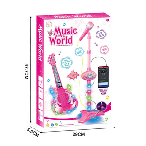 MILI Juego de Guitarra Musical 2 en 1 con Micrófono, Conexión a MP3, Juguete Educativo de Karaoke, Guitarra Electrónica para Niños - Product Image 2