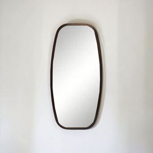 Miroir ovale sur pied en bois massif, style Art déco rétro campagnard, incassable, long, luxueux, asymétrique, fait main - Product Image 5