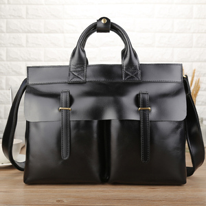 TIDING Drop Shipping Office Business Genuine <strong>Leather</strong> Black Men <strong>Soft</strong> Real <strong>Leather</strong> Briefcase Slim <strong>Leather</strong> Laptop <strong>Bag</strong> - Product Image 4