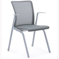 Chaise de bureau pliable empilable à dossier en maille et accoudoirs en plastique, design moderne pour salles de conférence et bibliothèques