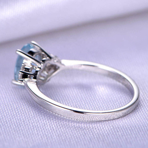 925 Sterling Silver White <b>Gold</b> 5x7mm Oval Cut Aquamarine Engagement <b>Ring</b> Aquamarine <b>Ring</b> - Product Image 3