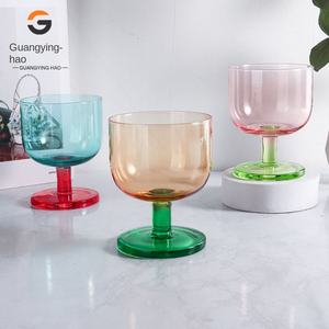 Coupe à <span class=keywords><strong>vin</strong></span> en <span class=keywords><strong>verre</strong></span> transparent soufflé à la main, moderne, durable, à fond épais, avec blocage de couleur personnalisé, 201-300 ml, pour les fêtes - Product Image 4