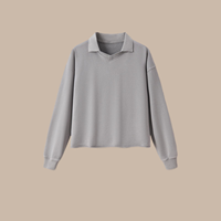 RUICHI 380G Moletom Polo Masculino de Algodão Pesado com Caimento Boxy, Lavagem Vintage, Cropped, Oversized, Gola V Pequena