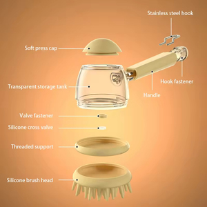 Nouvelle brosse de bain pour <span class=keywords><strong>animaux</strong></span> de compagnie avec distributeur de liquide, manche long, poils en silicone doux, massage, nettoyage en profondeur, mousse, brosse de toilettage pour chiens et chats - Product Image 4