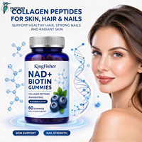 Gummies KingFisher NAD+ Resvératrol Biotine pour la santé des cheveux, de la peau et des ongles, soutien du collagène, de la kératine, du zinc, D3, K2, bien-être quotidien, offre OEM