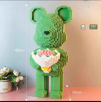 Mini briques de construction 3D, modèle amour fleur ours brutal, Micro blocs de construction Bearbrick figurines jouets pour cadeau