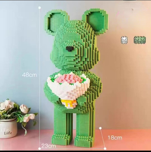 <span class=keywords><strong>Mini</strong></span> briques de construction 3D, modèle amour fleur ours brutal, Micro blocs de construction <span class=keywords><strong>Bearbrick</strong></span> figurines jouets pour cadeau - Product Image 2