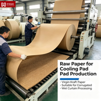 Grand rouleau de papier kraft vierge industriel, matière première brune naturelle pour le traitement des rideaux humides en nid d'abeille