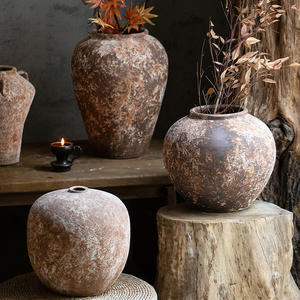 Jarrón de gres estilo Retro Wabi-Sabi, maceta hidropónica de cerámica de arcilla para decoración del hogar, tarro de cama y desayuno - Product Image 4