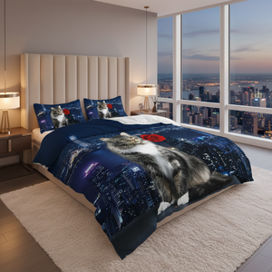 Wholesale Modern Eco-Friendly 500TC Home <strong>Bedding</strong> in Various <strong>Sizes</strong> Cute Black Cat 3D Printed Duvet Cover <strong>Sets</strong> - Product Image 2