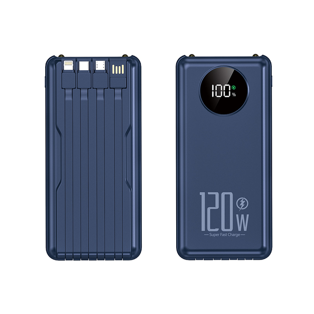 20000mAh PD 120W Super Fast Charging Power Bank with Built-in Cable, High-Capacity Portable Charger for Travel Outdoor Phone