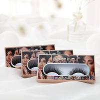 Faux cils en fourrure de vison réutilisables semi-faits à la main, cils 3D effet naturel, 10 paires, doux, épaisseur 0,10 mm, plateau inclus