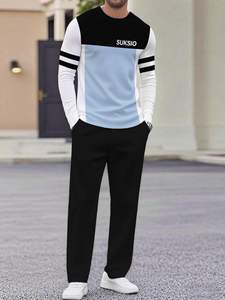 ชุดสูทแขนยาวลายเรียบง่ายสไตล์ลำลองสำหรับผู้ชาย ผ้าเนื้อบางเบา ระบายอากาศได้ดี ทรงตรง ลายเส้นตรง รุ่นพื้นฐาน มีสินค้าในสต็อกจากโรงงาน - Product Image 4