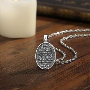 Medalla de Santa Juana de Arcos de Merryshine, Colgante de Plata de Ley 925, Joyería Religiosa Católica Cristiana, Collares - Product Image 5