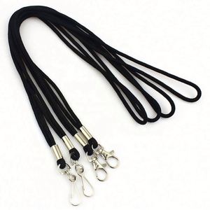 Wholesale Fashion Round Cord Blank Neck Strap Black Nylon Rope <b>Lanyards</b> Custom - Product Image 1