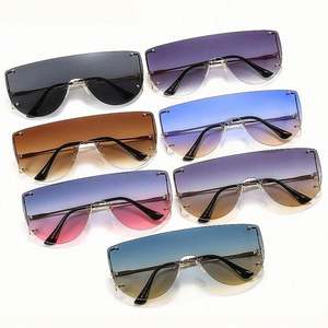 Nuevas Gafas de Sol Vintage para Mujer, Montura Metálica Cuadrada sin Aro, Protección UV400, Tamaño Grande, 2021 - Product Image 3