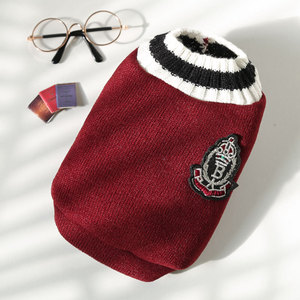 Shine Pet Dog <b>Cat</b> Knitted Sweater V Neck Preppy Style Winter Solid Color <b>Clothes</b> <b>For</b> Small Medium Pets - Product Image 3