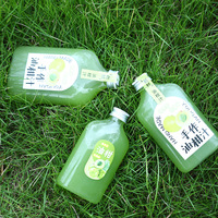 Bouteilles en plastique PET transparentes de forme plate de qualité alimentaire de 250 ml, 350 ml et 500 ml pour jus avec couvercle en aluminium