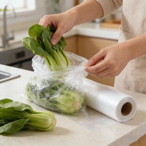 Plastic Produce Bags 3 <b>Rolls</b> 3 Sizes Clear PE Drawstring For <b>Fruits</b> Vegetables Kitchen Storage 970 Count - Product Image 6