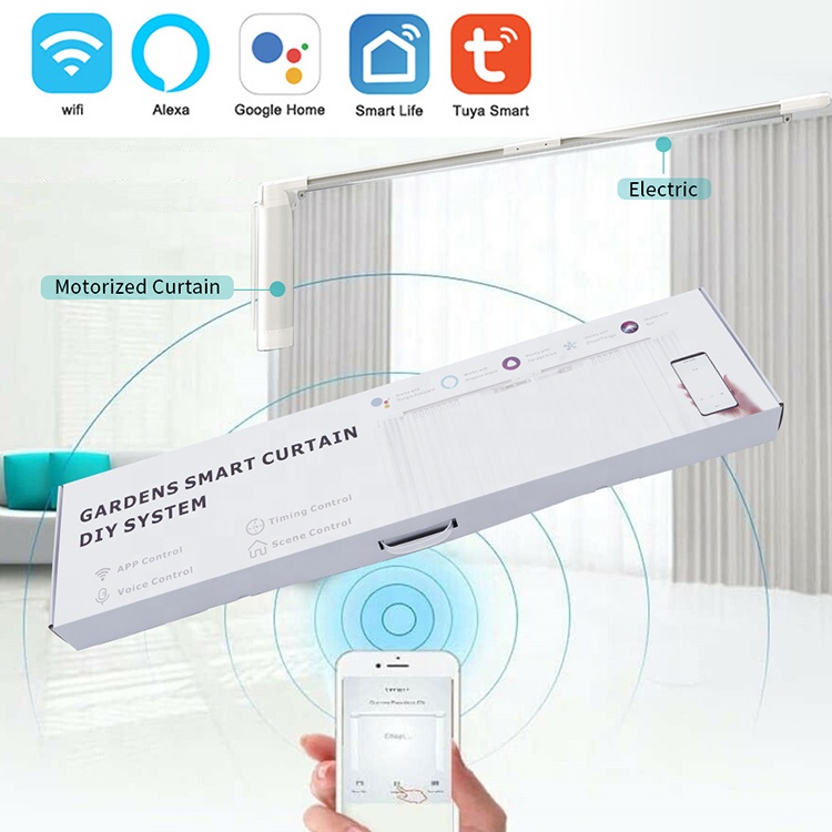 50Hz DIY Motorized Curtain Track 3.2m Remote Control Curtain Rod Splicing
