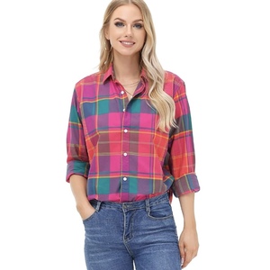 Camicia Oxford da donna di alta qualità camicetta in <span class=keywords><strong>cotone</strong></span> 100% ricamo personalizzato con logo Oxford Plaid <span class=keywords><strong>camicette</strong></span> e camicie modeste - Product Image 3