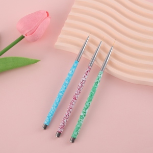 Ensemble de 3 pinceaux <span class=keywords><strong>liner</strong></span> pour nail art avec manche en marbre de haute qualité, pour dessin de couleurs, traçage de lignes, sculpture et peinture d'ongles - Product Image 1