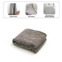 Plaid chauffant électrique en polaire sherpa et flanelle de polyester avec 4 niveaux de chaleur et minuterie de 4 heures, housse amovible et lavable, pour l'hiver