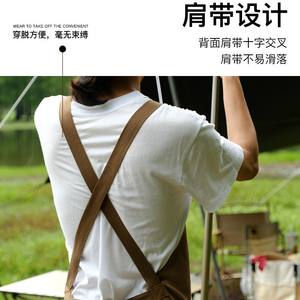 TAN XIAN ZHE Delantal de camping de lona de 80x60 cm con múltiples bolsillos, ropa de trabajo para exteriores, equipo de protección sin mangas - Product Image 4