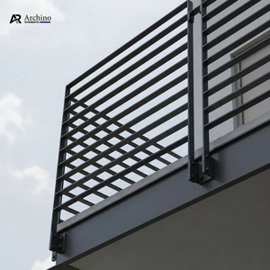 <span class=keywords><strong>Balustrade</strong></span> de balcon <span class=keywords><strong>en</strong></span> <span class=keywords><strong>aluminium</strong></span> minimaliste de luxe, <span class=keywords><strong>extérieure</strong></span>, noire, à lattes horizontales, pour maison moderne - Product Image 1