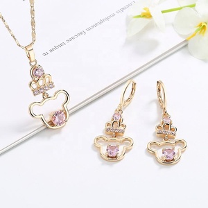 เครื่องประดับแฟชั่นขายส่ง ชุดสร้อยคอรูปหนูน่ารัก ประดับเพชรซิคอน ชุบทองคำแท้ 18K สำหรับผู้หญิง เป็นของขวัญ - Product Image 4