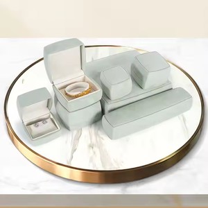 Elegante caja de anillo de boda de terciopelo gris de lujo, traje de siete piezas, contenedor de joyería de lujo para suministros de regalo - Product Image 3