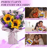 Bouquet de tournesols préservés avec boîte - Livraison Prime le lendemain pour anniversaire, fête des Mères, maman, épouse, grand-mère, amis, cadeau