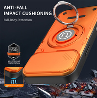 Coque de téléphone antichoc en TPU et PC avec anneau magnétique, support et protection coulissante pour objectif d'appareil photo pour iPhone 18 Pro Max, 18 Pro, 17, 16, 15