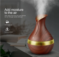 Diffuseur d'huiles essentielles à ultrasons USB en plastique avec LED, 300 ml, humidificateur électrique avec hygromètre pour voiture, hôtel et usage domestique