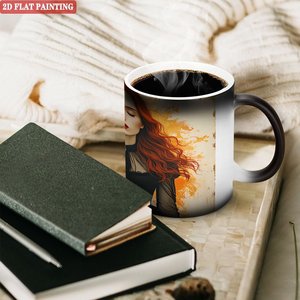 Modern Home Dining Room Table Mug Frosted Black 11oz <b>Ceramic</b> Heat Sensitive Magic <b>Cup</b> - Product Image 3