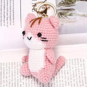 Handmade Crochet Lucky cat Amigurumi Keychain Stuffed Animals Plush Toys <b>Doll</b> Keyring 3d Knit Design Cute Keychains Girl's Gifts - Product Image 5