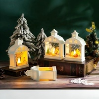 Lumières de Noël suspendues portables à piles rechargeables, étanches IP33, LED jaunes, en plastique et verre, en forme de maison, à commande manuelle