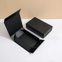 Nouvelle conception de boîte pliante magnétique en papier noir, emballage de luxe, boîte cadeau rigide en carton pliable