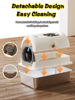 Bac à litière pour chat en acier inoxydable moderne, haute absorption, design fermé, facile à nettoyer, fournitures pour animaux de compagnie, vente de chatons