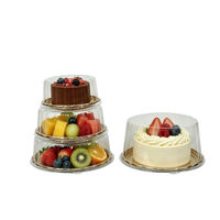 Boîte de rangement pour gâteaux en plastique thermoformé, boîte de présentation de gâteaux de mariage de luxe, plateau rond doré avec couvercle, 7 pouces, 8 pouces, 11 pouces
