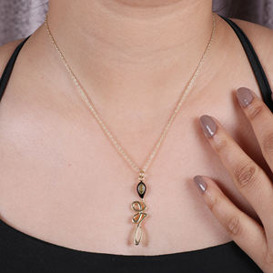 Collar de serpiente chapado en oro de Plata de Ley 925 de moda única, collar de esmalte de cerámica con piedra de peridoto - Product Image 3