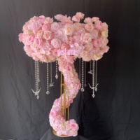 MSFAME Grand centre de table rose pour décoration, arrangements floraux en soie pour mariages