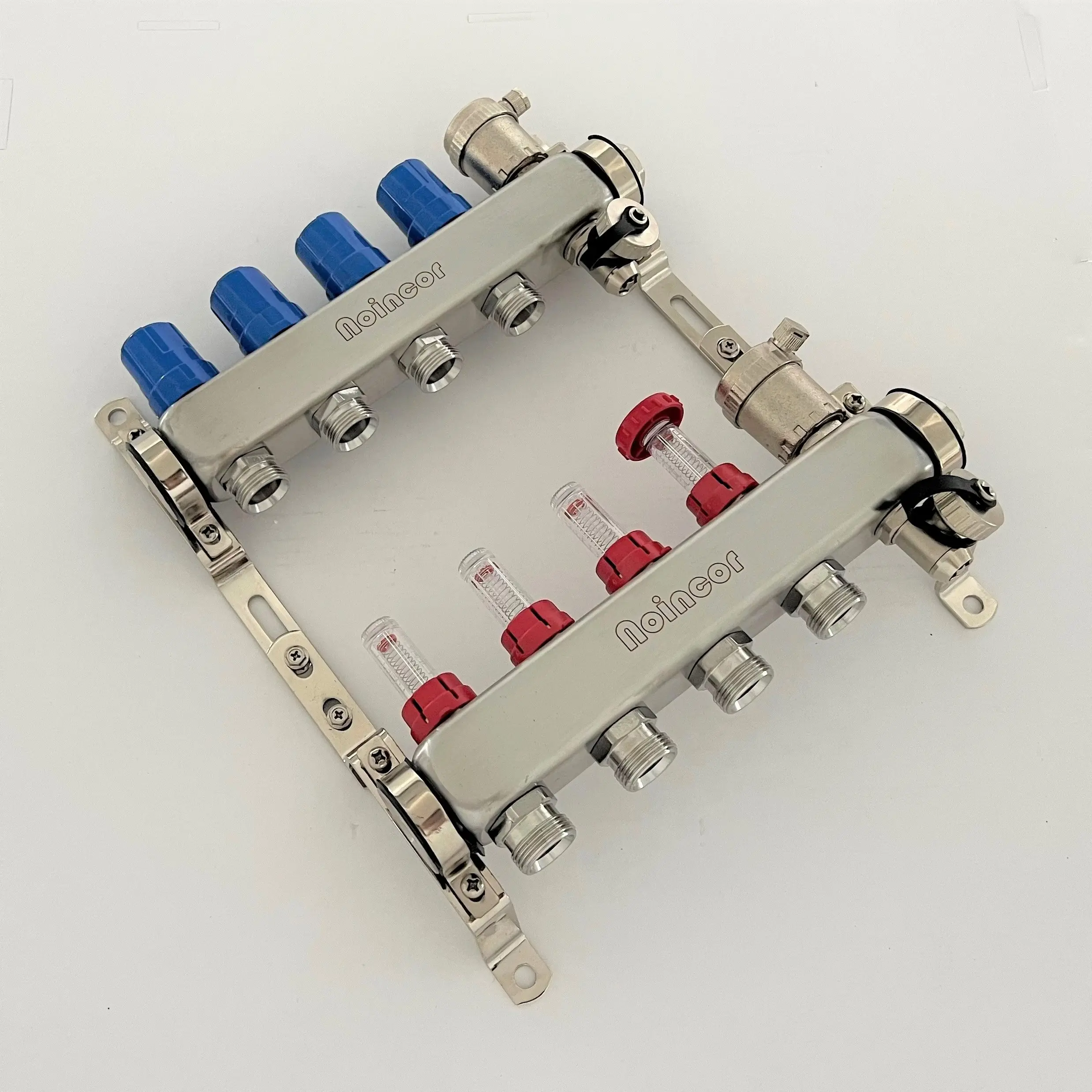 4-rama colector de acero inoxidable de calefacción por suelo radiante de 1/2 pulgadas Pex tubos