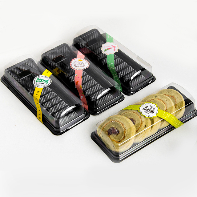 Sandwich Display Food Storage Holder Sushi Tray Bakery Disposable Clear Plastic Blister Cake Packing Box Roll Cake Box With Lid