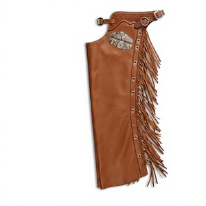 Chaps de Cuero Tejido Estilo Western con Incrustaciones de Serpiente y Flecos, Largos, para Mujer, para Montar a Caballo, Cintura Alta, Cierre de Hebilla, 500g - Product Image 1