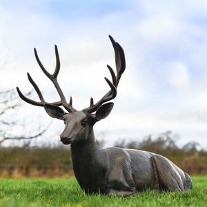 Yaban hayatı bahçe dekorasyon yaşam boyutu bronz kafa Up Buck yalan Doe heykeli ayakta geyik heykel - Product Image 2