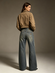 Jean en denim Leduo personnalisé taille haute bleu-gris rétro coupe décontractée pour femme – Pantalon décontracté pour le quotidien - Product Image 3